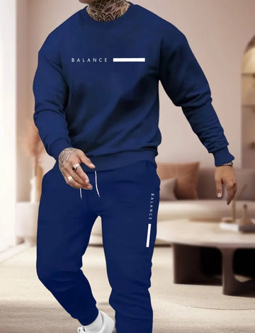 2 delige heren joggingspak hoodie sweater en broek blauw maat M