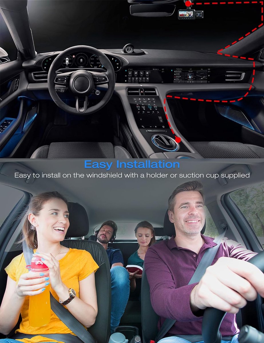 Dashcam - Dashcam Voor Auto - Dashcam Voor Auto Voor En Achter - 4K - Infrarood Nachtzicht