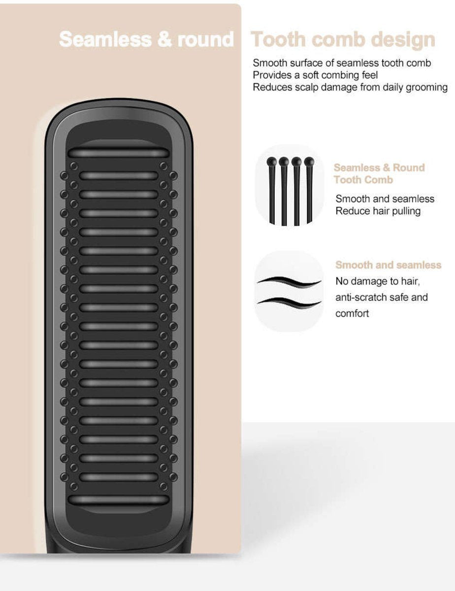 Wireless Straightening Brush - Heated Brush - Straighten Hair - Brush - Wireless - Hair Care - Hot Air Brush - Rechargeable - Hand Brush - 160-180-200 Degrees - Women