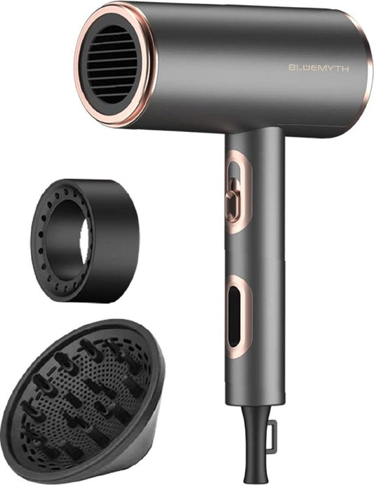 Professional Hair Dryer with Diffuser - Incl. 2 Nozzles - Hair Dryer with Negative Ions - 2 Speeds - 2200W - Protect Hair & Keep Shine