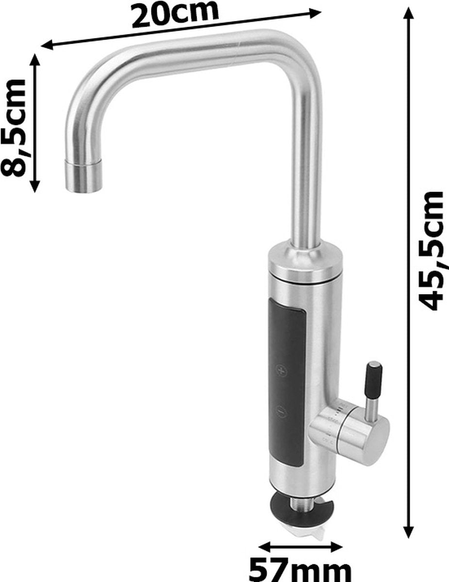 Elektrische Kraan met Directe Waterverwarming en LCD Display - Doorstroomboiler - 3000W