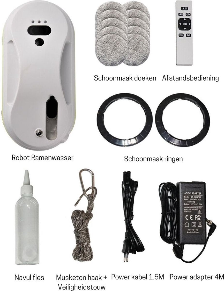 Robot Ramenwasser - Robot Ruitenreiniger Met Afstandsbediening - Ramenwisser Met Sprayfunctie - Wit