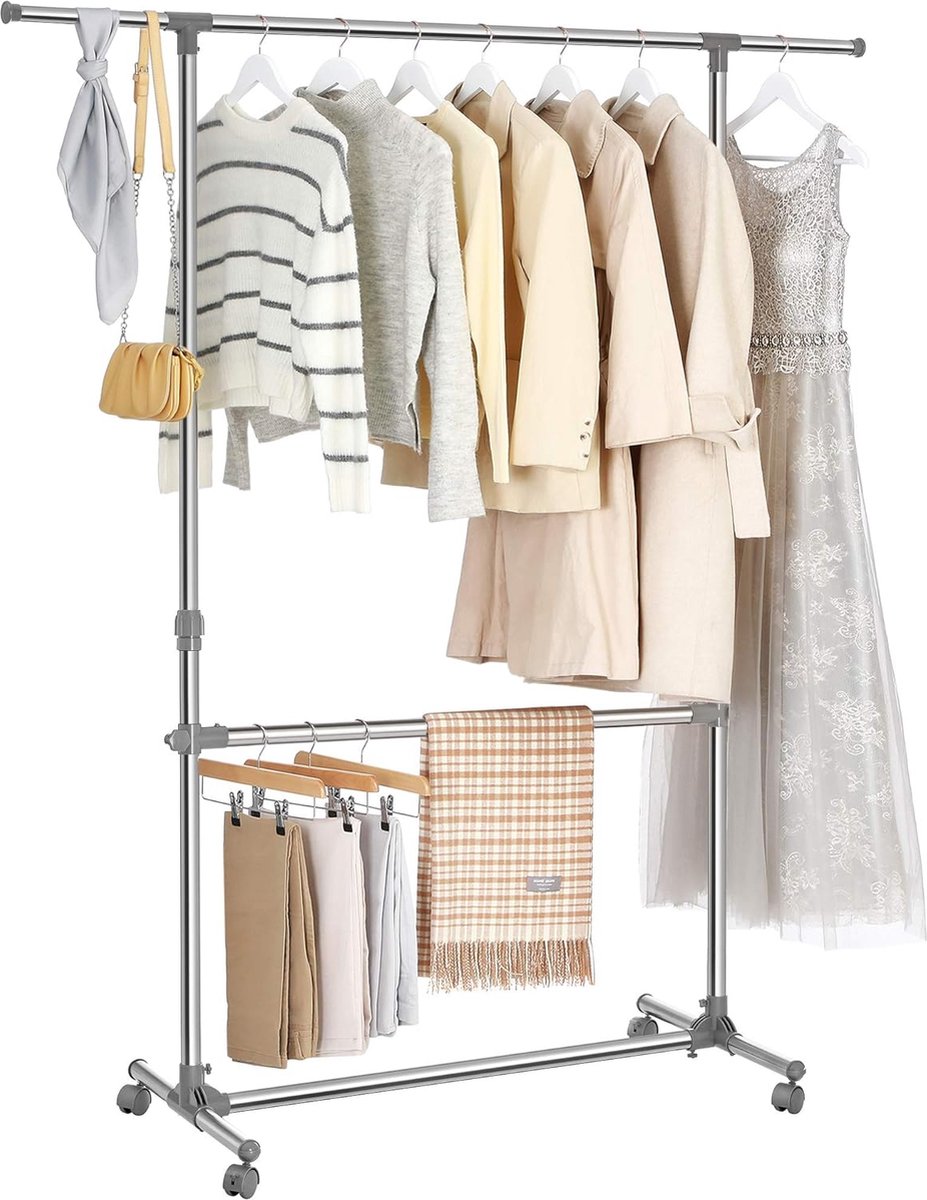 Clothing rack on 4 wheels - up to 90 kg, very stable - height adjustable