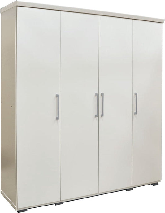Kledingkast Graham Wit - Breedte 160 cm - Hoogte 183 cm - Diepte 52 cm - Met hanggedeelte - Met planken - Met openslaande deuren