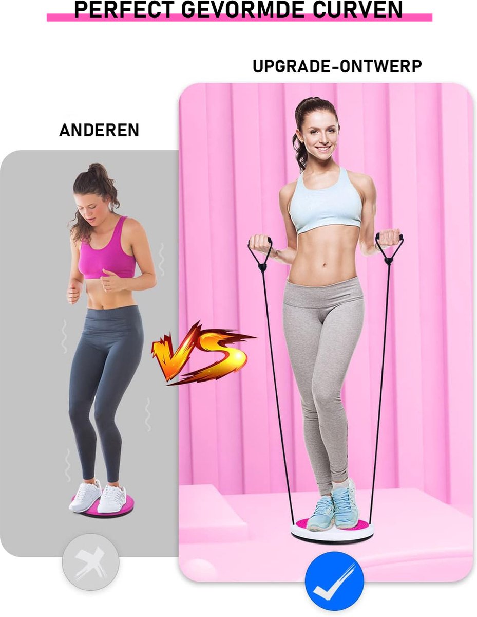 Beentrainer - Waist Twist Disc - Arm Trainer - Twisting - Fitness - Rotating Disc - White/Pink