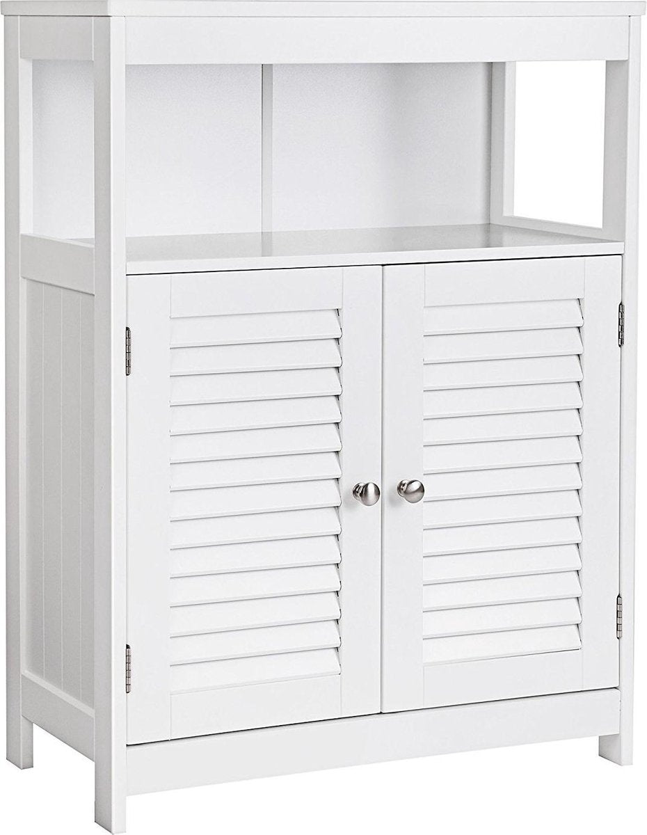 Bathroom Cabinet with 2 Doors and Open Compartment - White
