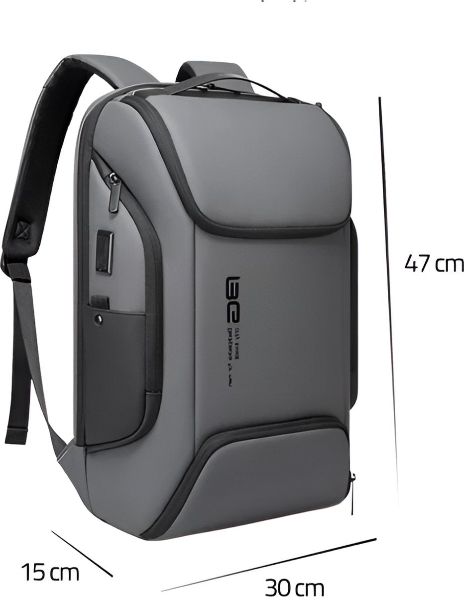 E-Shop4u - Multifunctionele USB Laptoprugzak - Waterdicht - Grote Capaciteit - Grijs - USB Oplaadfunctie