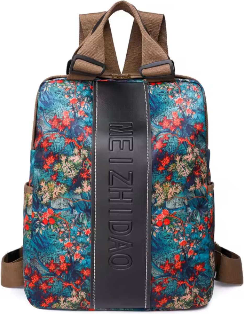 Avoir Avoir® Designer Rugzak voor Dames - Duurzaam Canvas - Grote Tas - Schooltas - Schoolrugzak - Schoolrugtas - Casual/Eenvoudig - Telefoonvak - Comfortabel Draagsysteem - Polyester Voering - Trendy Bloemenpatroon - Unisex Design