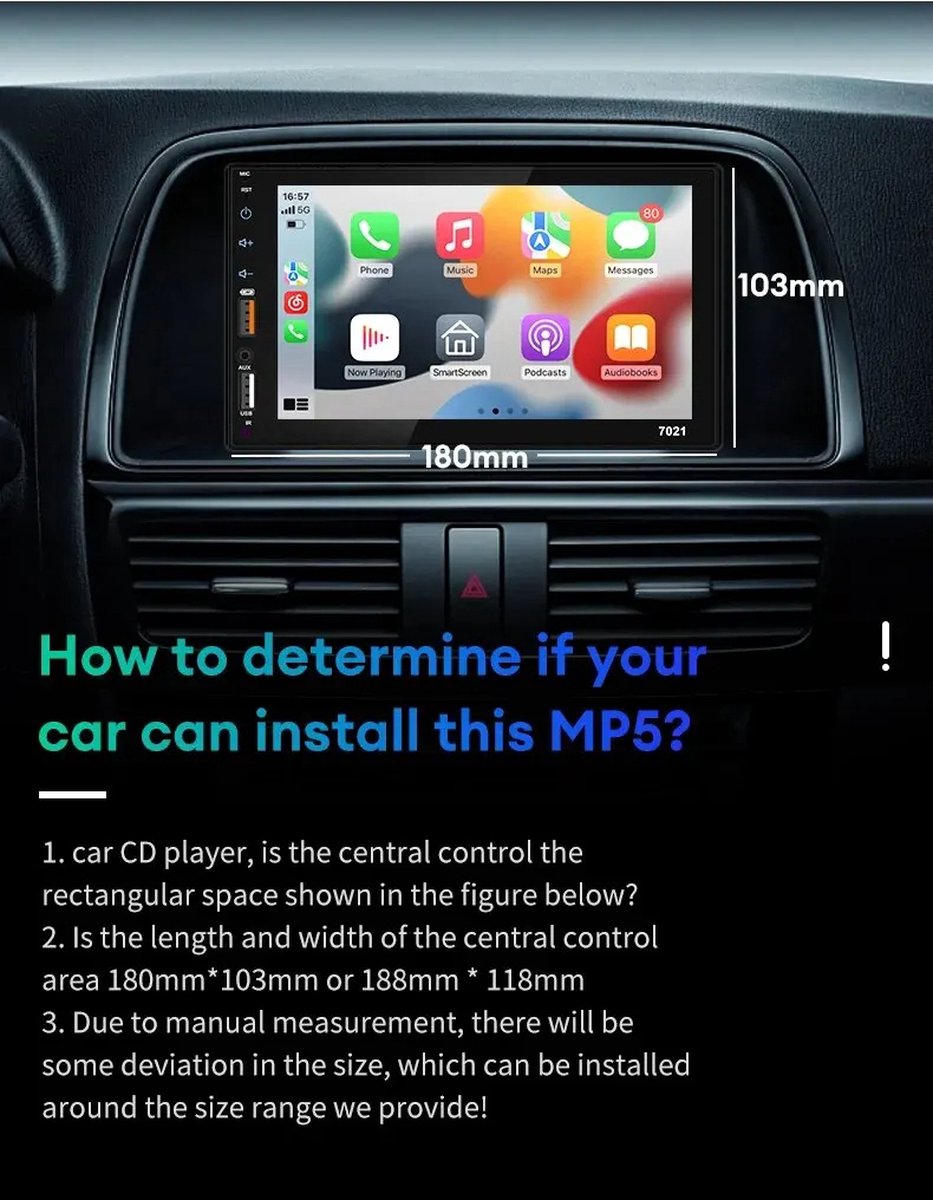 Autoradio 7 inch - 2023 - Apple Carplay (bedraad) - Met Camera - Android Auto - Universeel - Bluetooth - Touchscreen - Autonavigatie / CarPlay