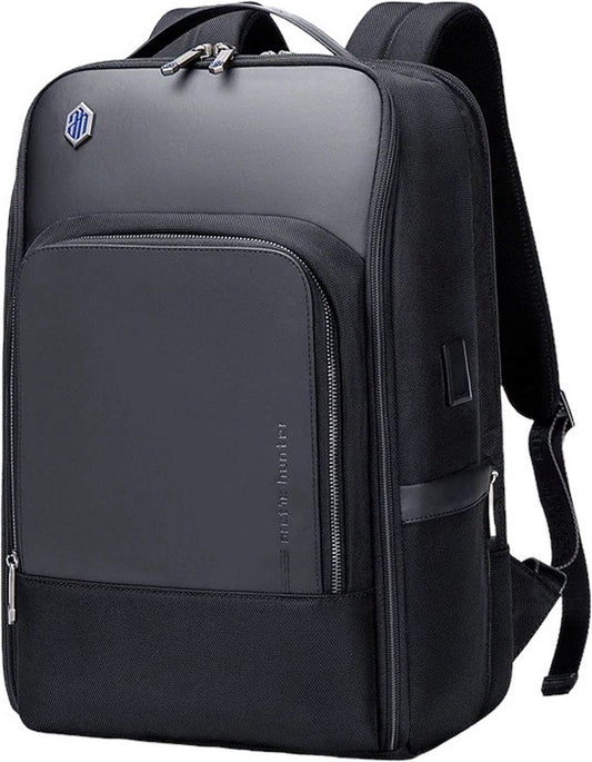 Arctic Hunter Leren Rugzak - Laptoptas - Rugzak - 15,6 Inch - Waterafstotend - Zwart - USB Oplaadstation