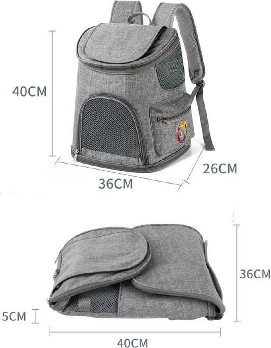 Backpack for Cats - Backpack for Small Dogs - up to 6 kg - 36x26x40 cm - Grey