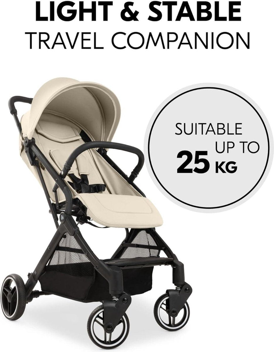 Travel buggy with lie-flat function - UV protection 50+ - Loadable up to 25 kg - Compact fold - Vanilla Buggy collapsible airplane