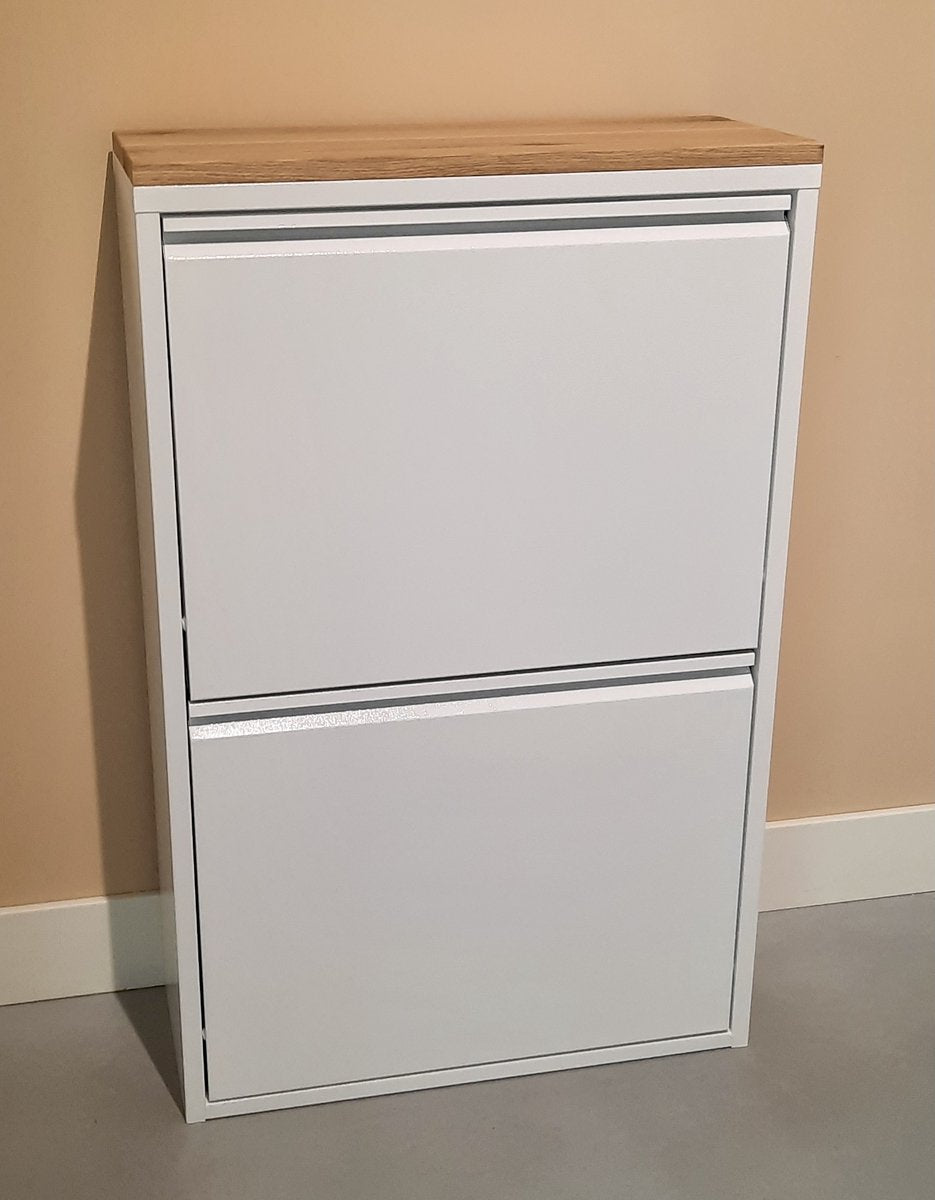 Waste separation bin - 4 inner buckets 10L + 15L + 20L + 24L = 69L total - oak panel - white