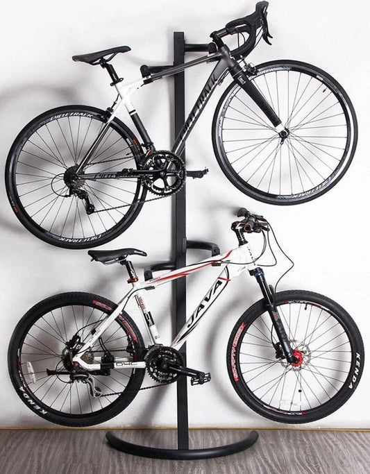 Vertical bicycle rack for 2 bicycles - Hanging 2 bicycles one above the other - Bicycle storage system - 220 cm