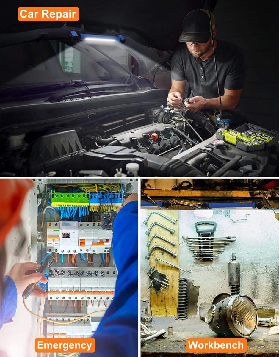 3000 lumen led-accuspot 5000 mAh oplaadbare magnetische werklamp - motorkaplamp met haak - draagbare werklamp - 6 lichtmodi - 3 helderheidsniveaus - motorkap garage noodgevallen