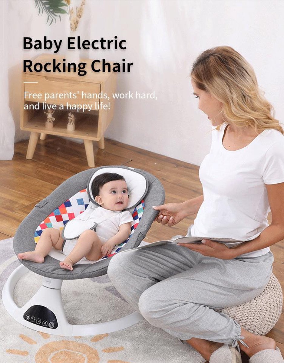 Luxe schommelstoel - Elektrische babywipstoel - Babystoel - Babyswing - Lichtgewicht - Bluetooth
