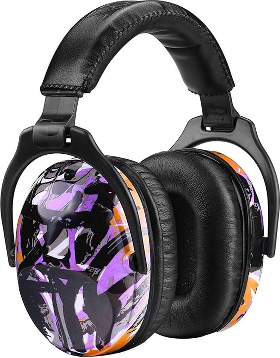 Foldable Comfortable Hearing Protection Noise Cancelling Headphones, with Carry Bag, SNR 27 dB for Autism, ADHD, Fireworks, Concert Purple (Graffiti Purple)
