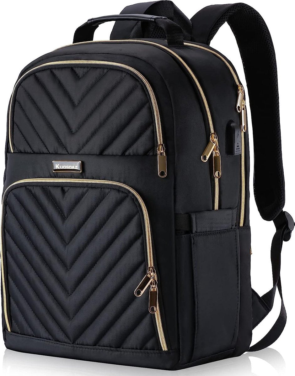 Damesrugzak, 15,6 inch schoolrugzak voor meisjes en tieners, met USB-oplaadpoort, laptoprugzak, stijlvolle dagrugzak, waterdicht, voor school, universiteit, reizen, werk