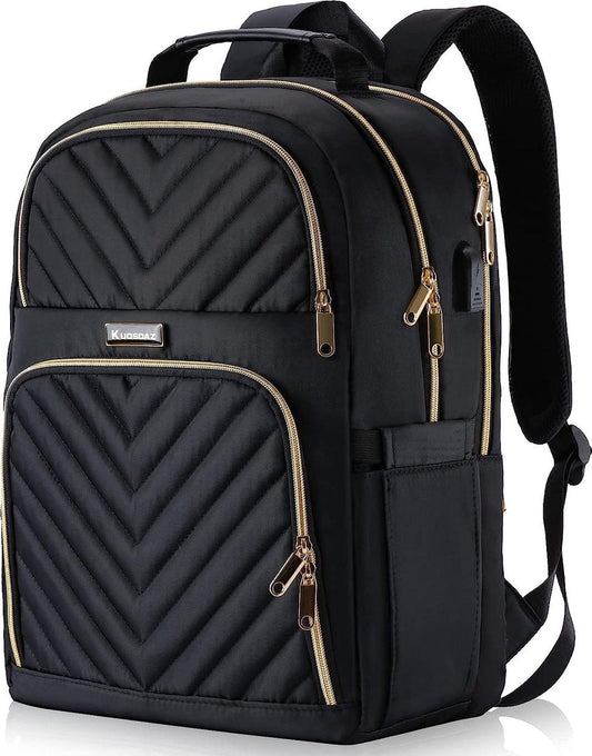 Damesrugzak, 15,6 inch schoolrugzak voor meisjes en tieners, met USB-oplaadpoort, laptoprugzak, stijlvolle dagrugzak, waterdicht, voor school, universiteit, reizen, werk