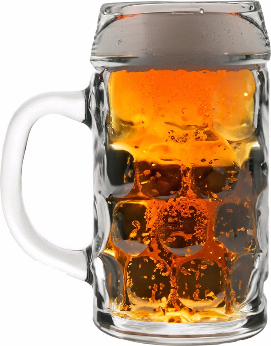 Oktoberfest Beer Glasses/Beer Steins - 4x - glass - 1 litre - with handle - the classic model