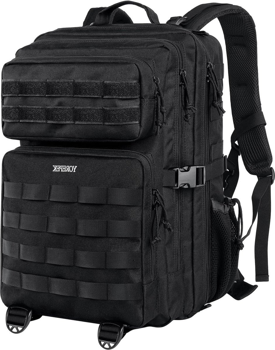 Tactische Militaire Rugzak 45L Grote Capaciteit Molle Waterdichte Survivalrugzak Outdoor Sport Heren Dames Wandelen Reizen Vissen Kamperen Klimmen Zwart Rugzak