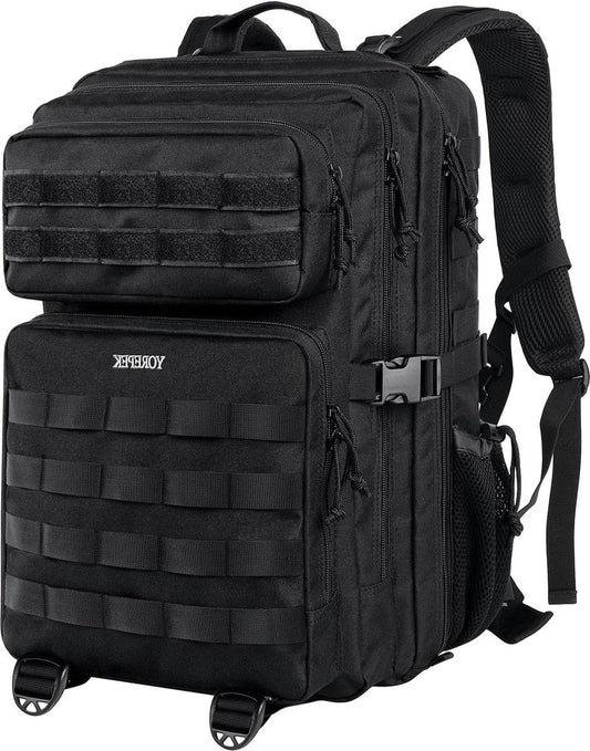 Tactische Militaire Rugzak 45L Grote Capaciteit Molle Waterdichte Survivalrugzak Outdoor Sport Heren Dames Wandelen Reizen Vissen Kamperen Klimmen Zwart Rugzak