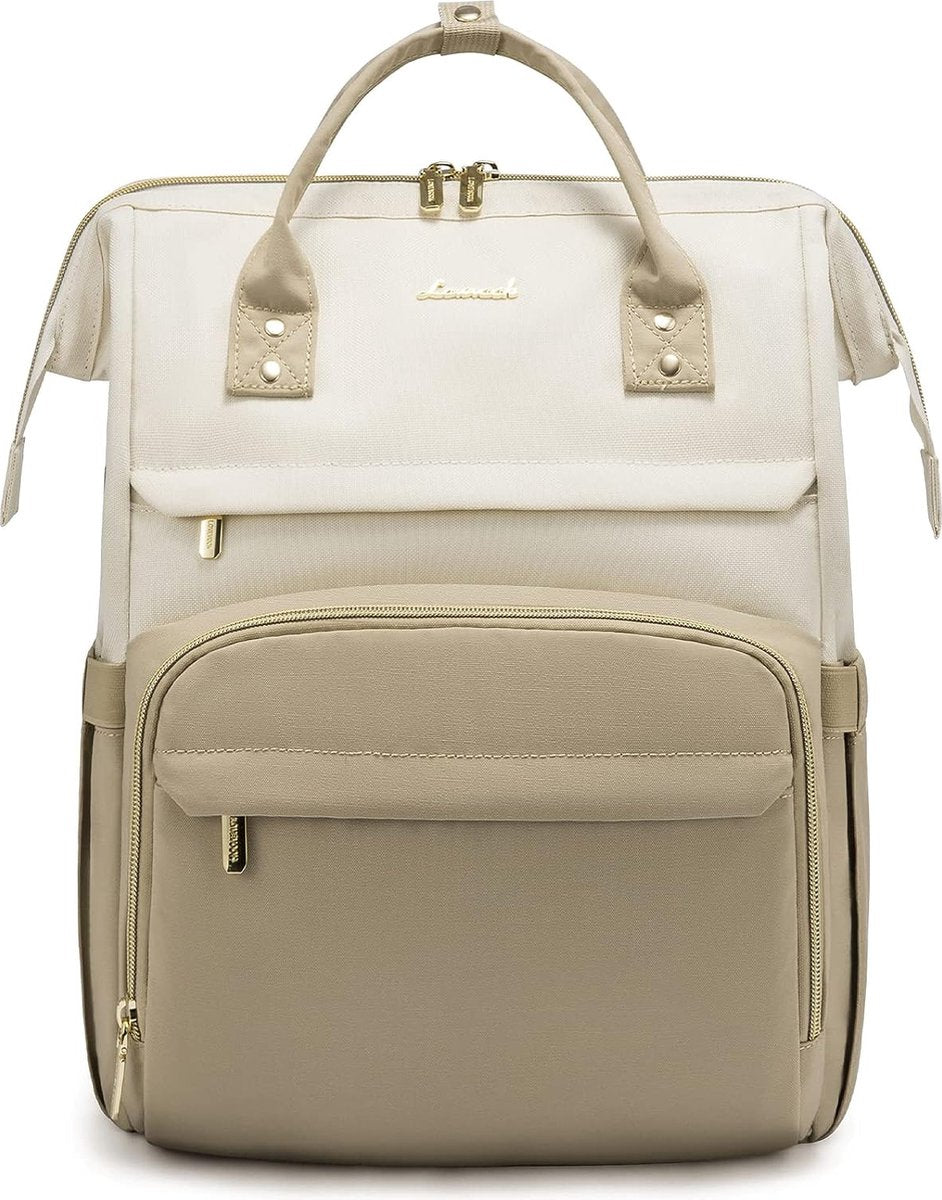 Laptop bag 17 inch - Beige - USB charging port - 43 × 15 × 32 - Waterproof backpack - Adult backpack