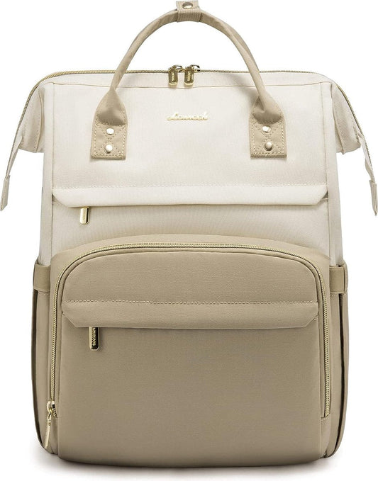 Laptop bag 17 inch - Beige - USB charging port - 43 × 15 × 32 - Waterproof backpack - Adult backpack
