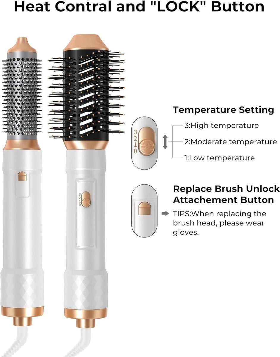 Air Styler 4-in-1 1000 W haarstyler warme luchtborstel - ronde borstel haarstyling stijltang borstel - heteluchtborstel om te stijlen, buigen en drogen Föhn Met Borstel