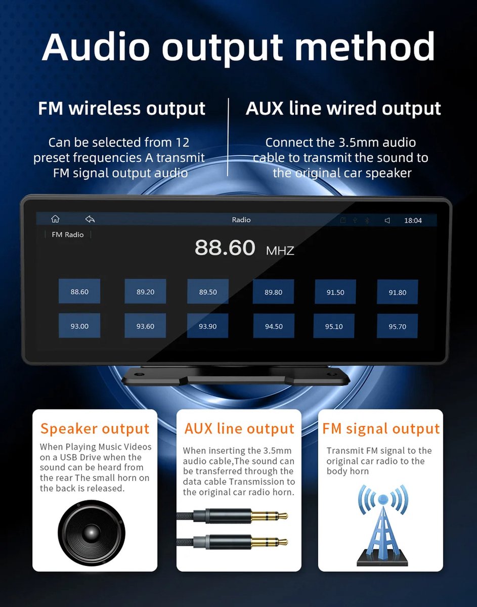 Carplay Scherm - Carplay Dongle - Carplay Apple - Carplay Android - Carplay Draadloos - Car Play - Carplay Dongle Apple - Carplay Dongle Android - Met Camera - Autoradio - Multimediascherm - Wifi Videospeler - Universeel Scherm