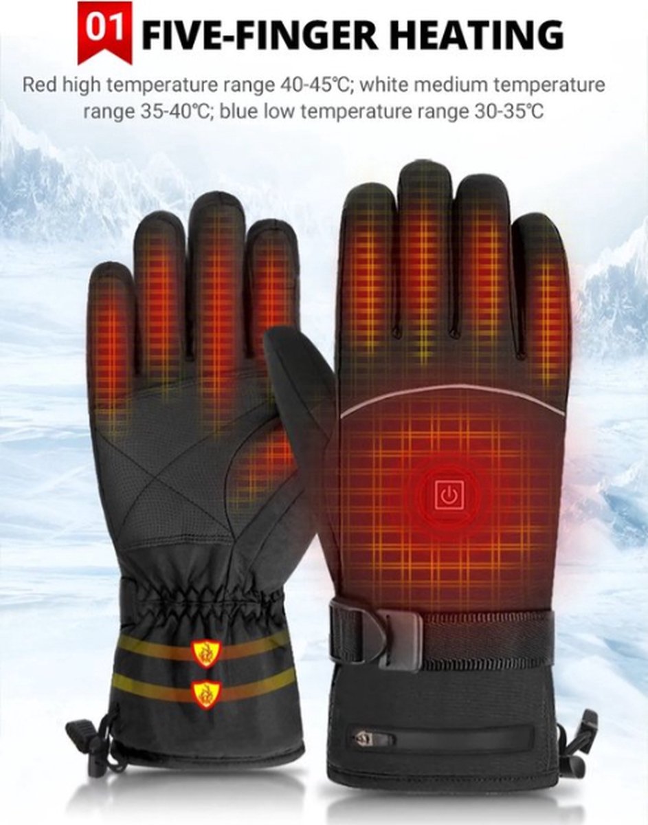 Waterdichte Verwarmde Motorhandschoenen – Werkt op Batterijen, Compatibel met Touchscreen, Ideaal voor Winterse Motorritten, Racing en Rijden – Handverwarmers voor Comfort en Bescherming