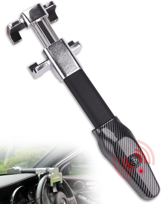 Vergrendelbare stuurklem met alarm 120 dB - stuurslot auto stuurwiel - intrekbaar universele pasvorm zilver stuurslot auto met keurmerk