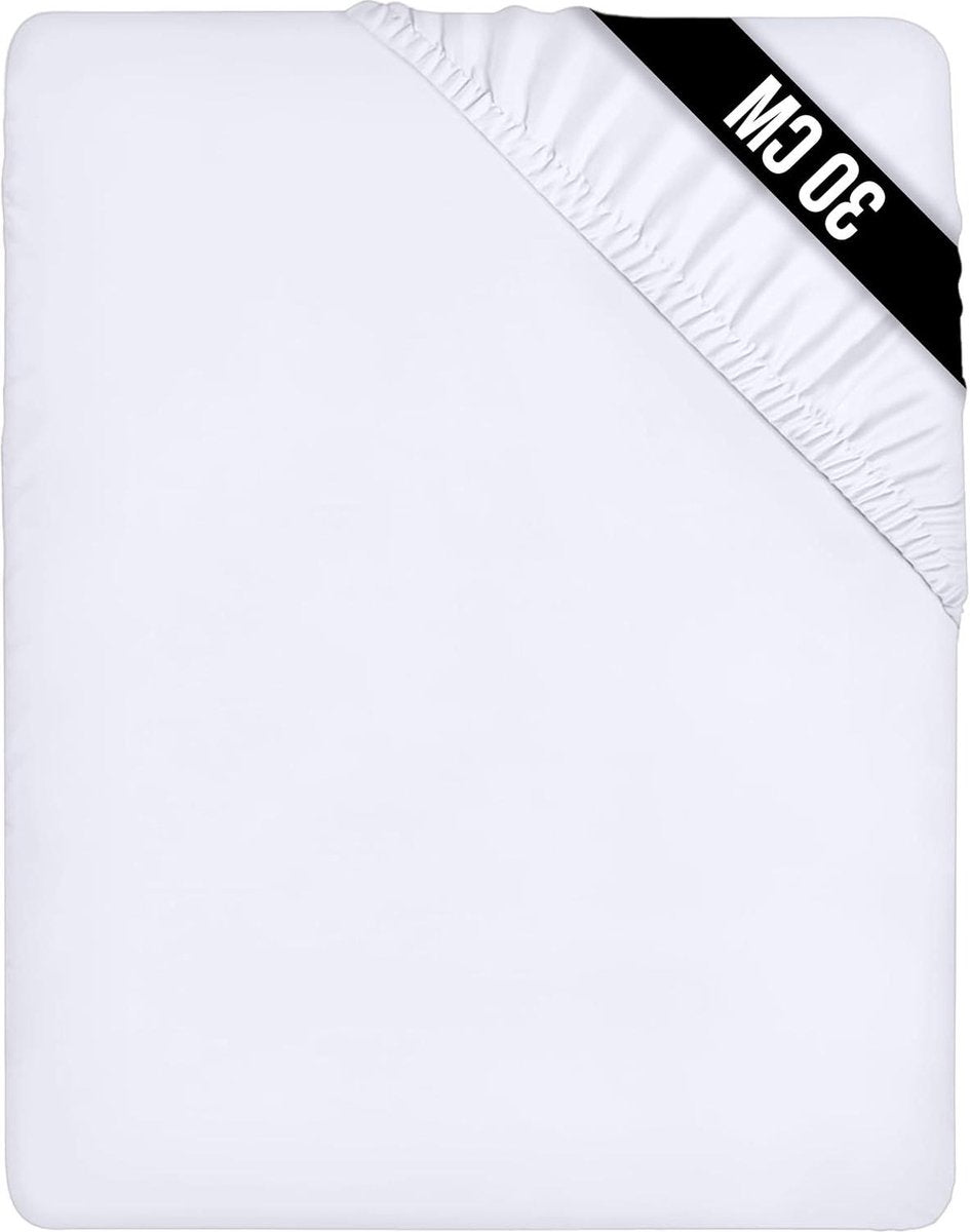 Hoeslaken 160x200 tot 30 cm Matrashoogte Wit Zachte Geborstelde Microvezel Stof Krimp- en Vervaagbestendig Eenvoudig Onderhoud - HTML Content Needed hoeslaken
