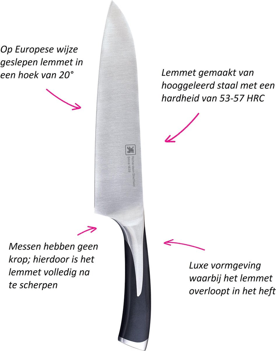 Richardson Sheffield Kyu - 5-delige messenset inclusief messenblok - hout