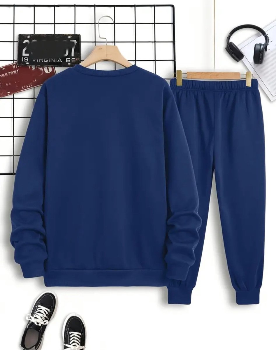 2-piece men's jogging suit hoodie sweater and trousers blue size M