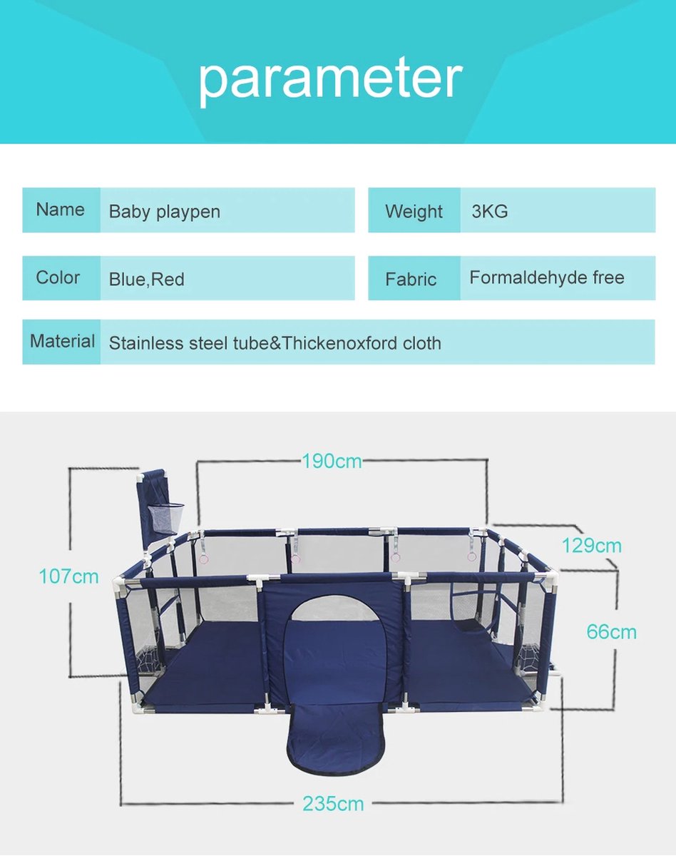 Babybox - Baby Speelbox - Babypark - Babybox - Grondbox - Kruipbox - voor peuter en baby - Baby boxcombinatie - Baby-peuter - Veiligheidshek