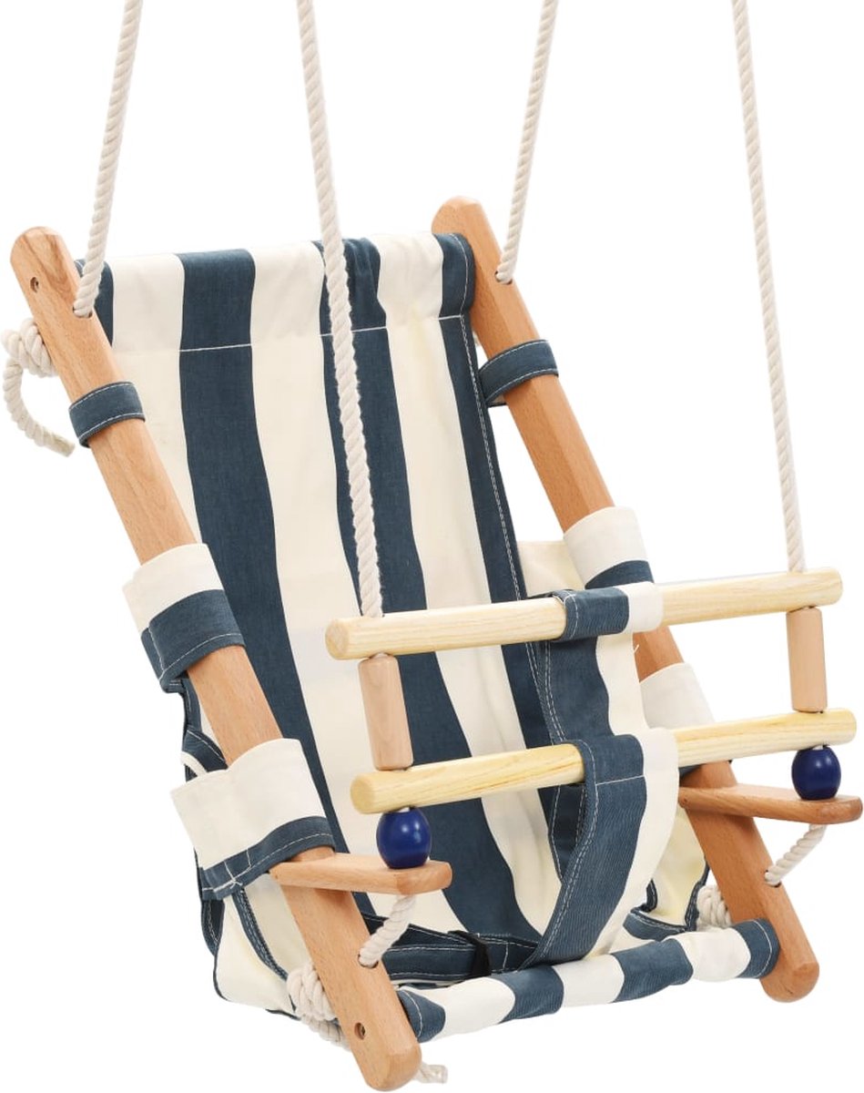 Baby Swing with Harness Wood Blue - Outdoor Baby Swing - Garden Baby Swing - Toddler Swing - Children's Swing - Swing Seat