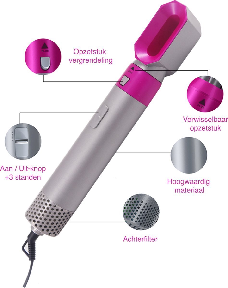 Kwaliteit Toppers® Airstyler Krultang 5-in-1 Multistyler Föhn - Föhnborstel - Hairwrap - TikTok - Special 2023 Edition