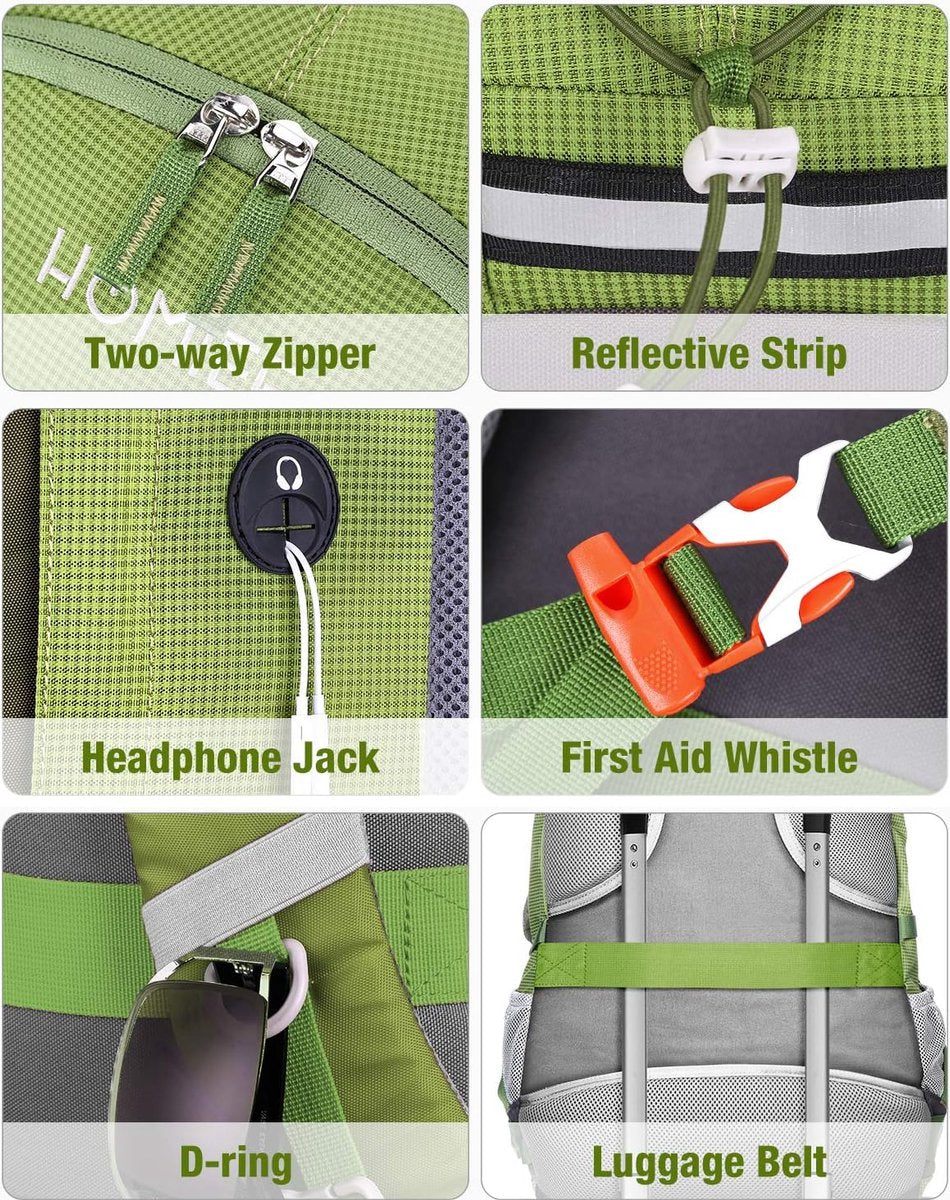 Hiking backpack, 45 litres, waterproof backpack for men and women, trekking backpack, travel backpack, outdoor backpack with reflective strips, for hiking, cycling, climbing, mountaineering and travelling
