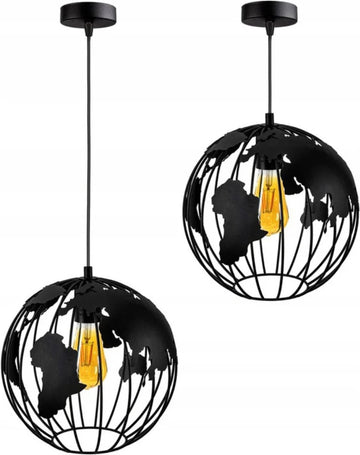 Hanglamp - Plafondlamp Industrieel Wereldbol Eetkamer Slaapkamer Bol Zwart