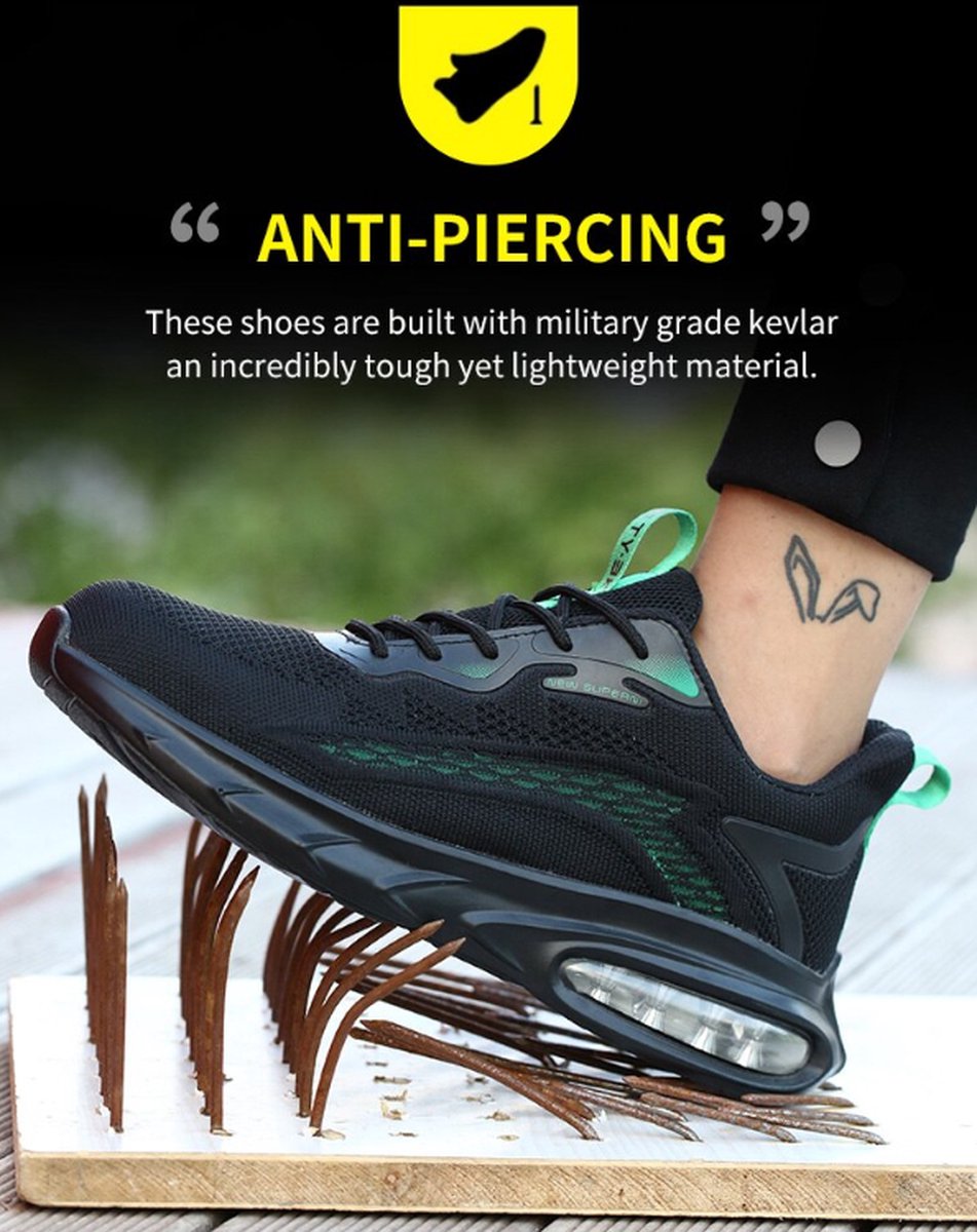 Safety shoes -38 - S1P - work shoes - Women/Men - Sneakers - Work sneakers - Shockproof - Puncture-resistant sole - Non-slip - Steel toe cap
