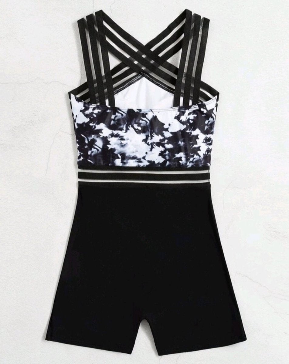 Sexy elegant corrigerend badpak met pijpjes uit één stuk maat XL zwart-wit