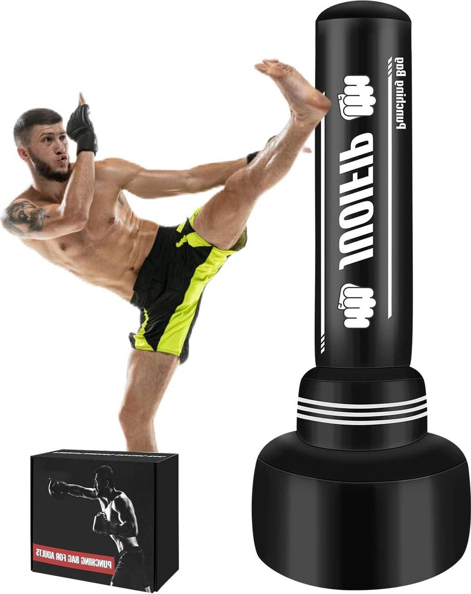 180 cm Zware Vrijstaande Bokszak voor Volwassenen - Opblaasbare Kickbokszak voor Training MMA Muay Thai Fitness
