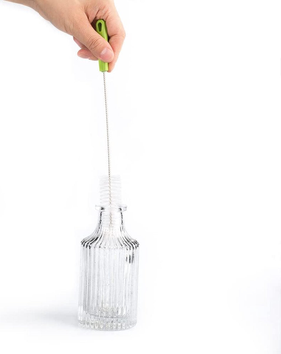 Flexible drain brush, 67-inch double ended, stainless steel, long pipe cleaner with 2 pieces 10-inch straw cleaning brushes for aquariums, hoses, glass pipe, shower sink, drain, kitchen, packaging