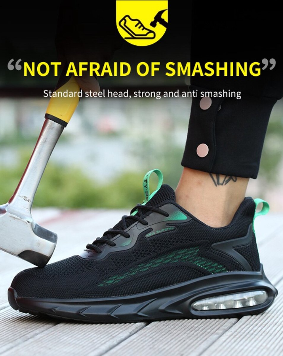Safety shoes -38 - S1P - work shoes - Women/Men - Sneakers - Work sneakers - Shockproof - Puncture-resistant sole - Non-slip - Steel toe cap