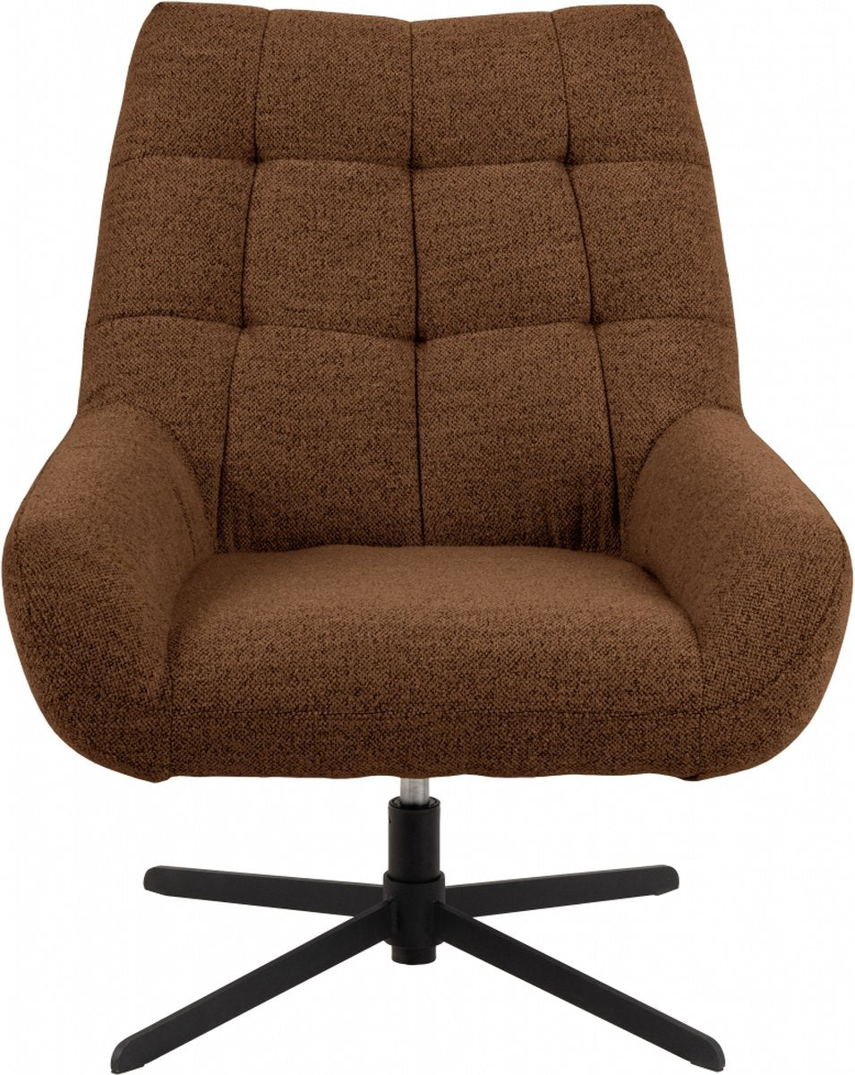 Swivel Armchair Vrijhoeve - Fabric - Brown - 73x88x82 cm (WxHxD) - With Armrest