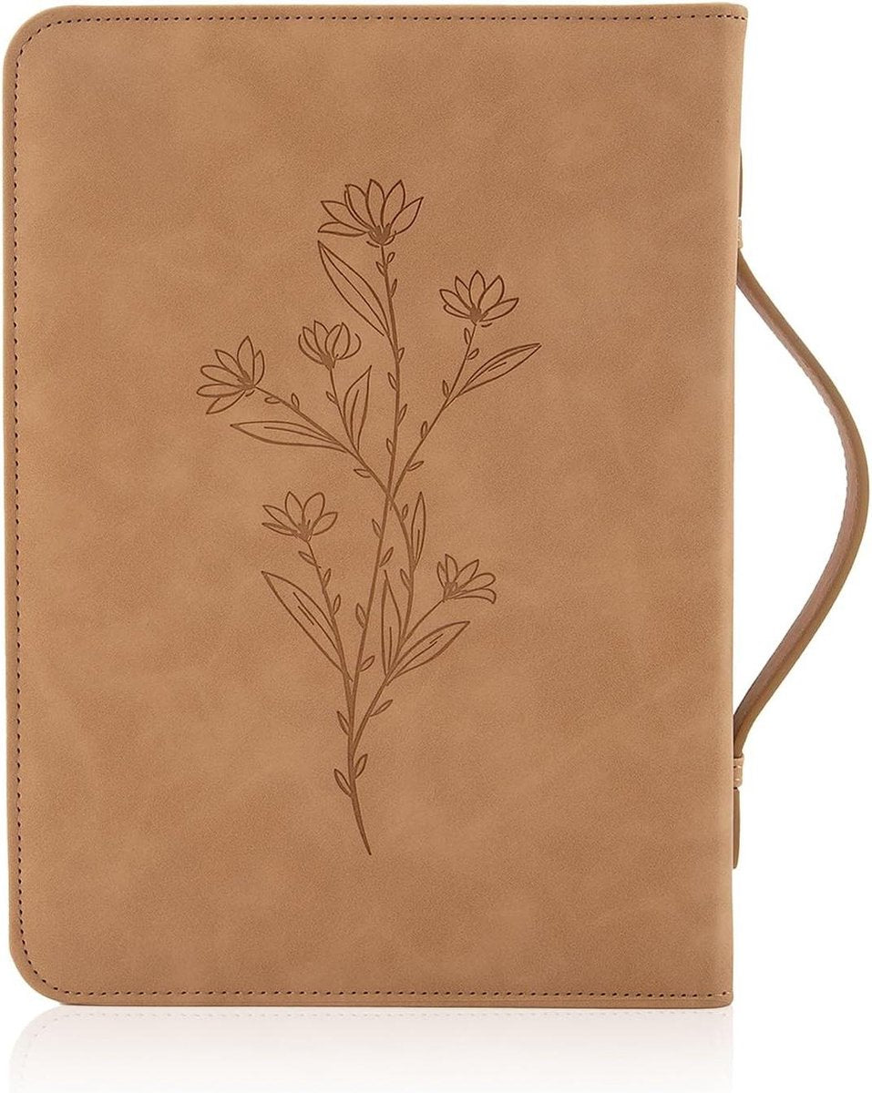 Minimalistisch design waterbestendige bloemenbijbelhoes met afneembare polsband - Bijbelhoes van PU-leer