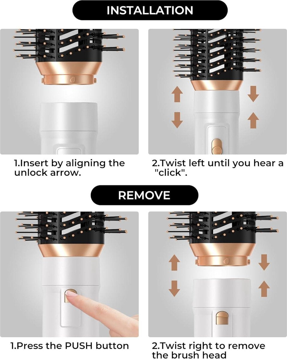 Air Styler 4-in-1 1000 W haarstyler warme luchtborstel - ronde borstel haarstyling stijltang borstel - heteluchtborstel om te stijlen, buigen en drogen Föhn Met Borstel