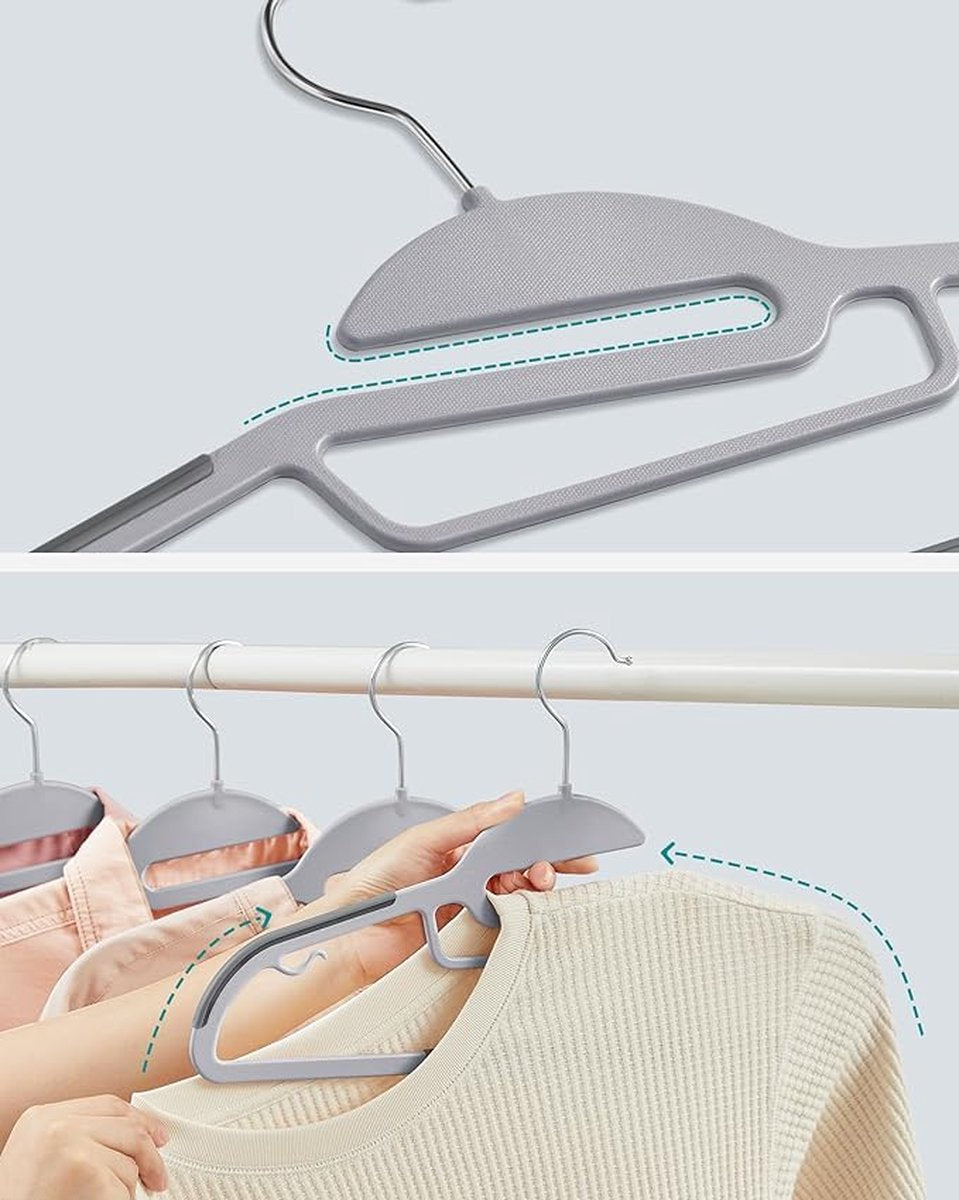 50-pack plastic kleerhangers, extra zwaar, S-vormige opening, antislip, 0,5 cm dik, ruimtebesparend, 360Â° draaibare haak, 41,5 cm breed