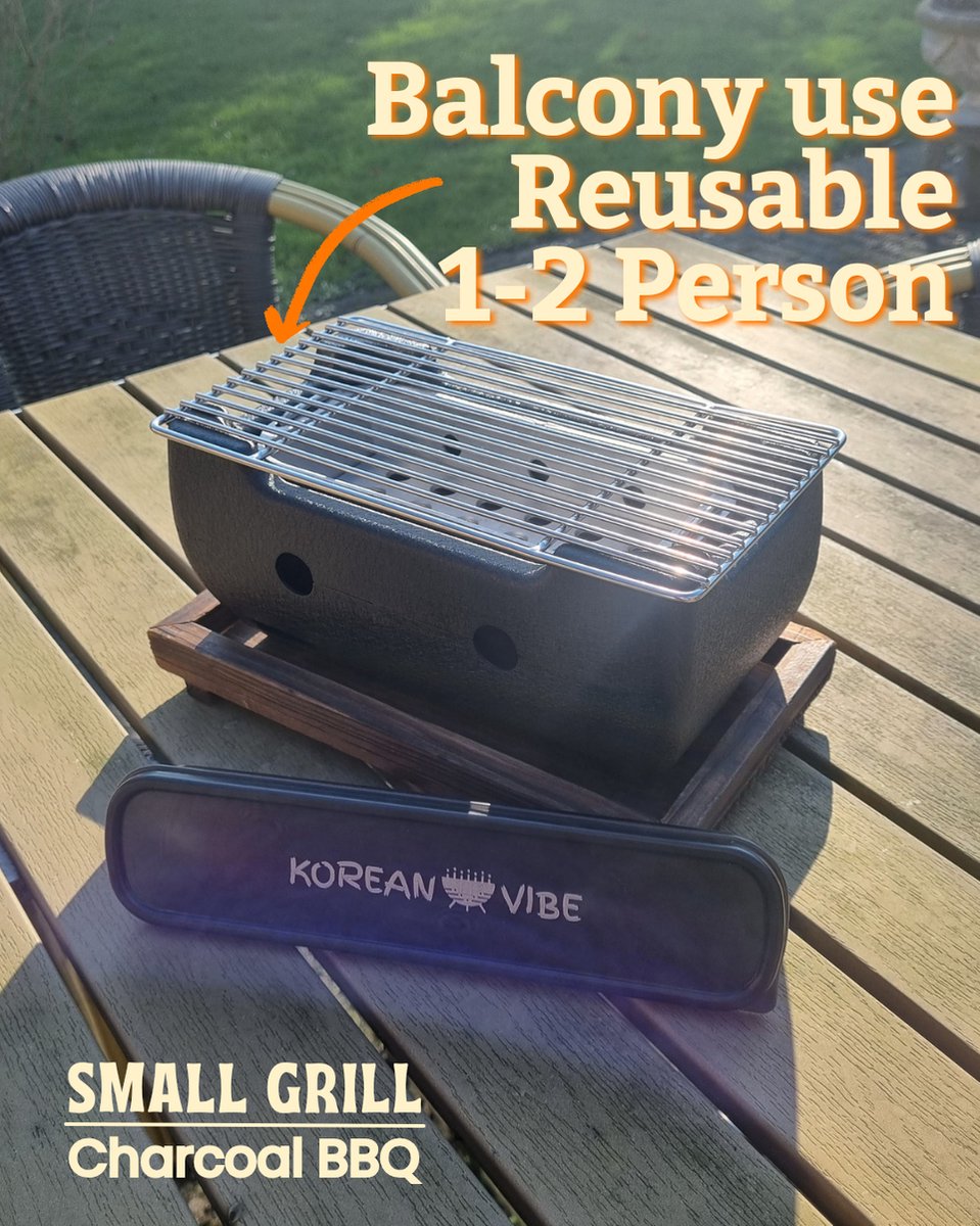 KoreanVibe De Kleine Grill Barbecue - BBQ - Grill - Tafel - Barbecue - Koreaanse BBQ - Houtskool BBQ - Koreaanse Barbecue